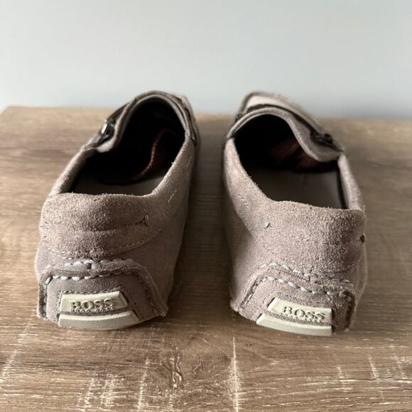 Hugo Boss Drimeto Gray Suede Driving Loafers Shoes Mens Size 10 - Picture 8 of 11